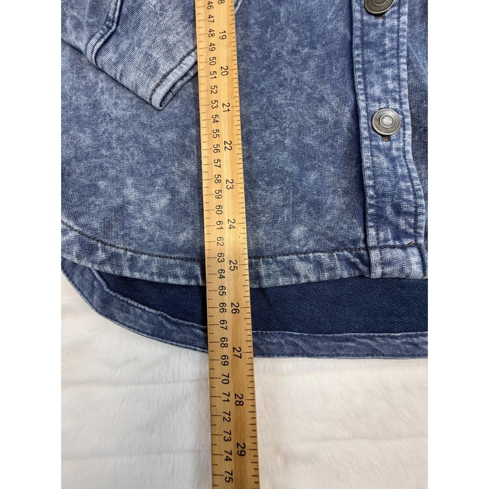 Members Mark Shirt Women Medium Blue Acid Wash Denim‎ Relaxed Soft Knit Button - Picture 9 of 14